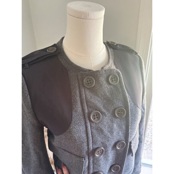 BCBGMaxAzria Gray Wool Blend Military Jacket Womens XS Double Breasted Fall Coat - Picture 5 of 10